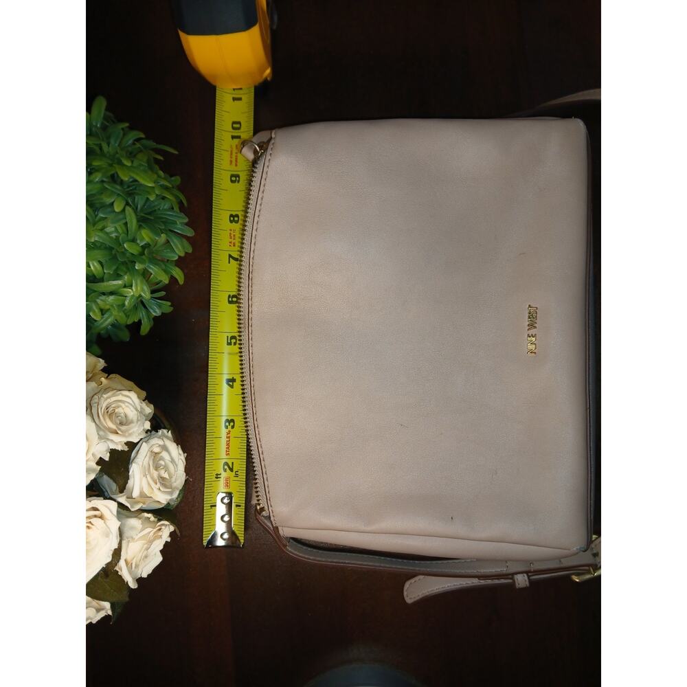 Nine West Nude Faux Leather Crossbody Bag - Triple Compartment Organizer